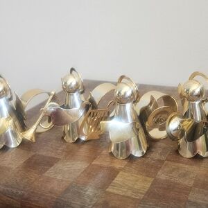 Set of 4 Vintage Gold Musical Angels Napkin Rings